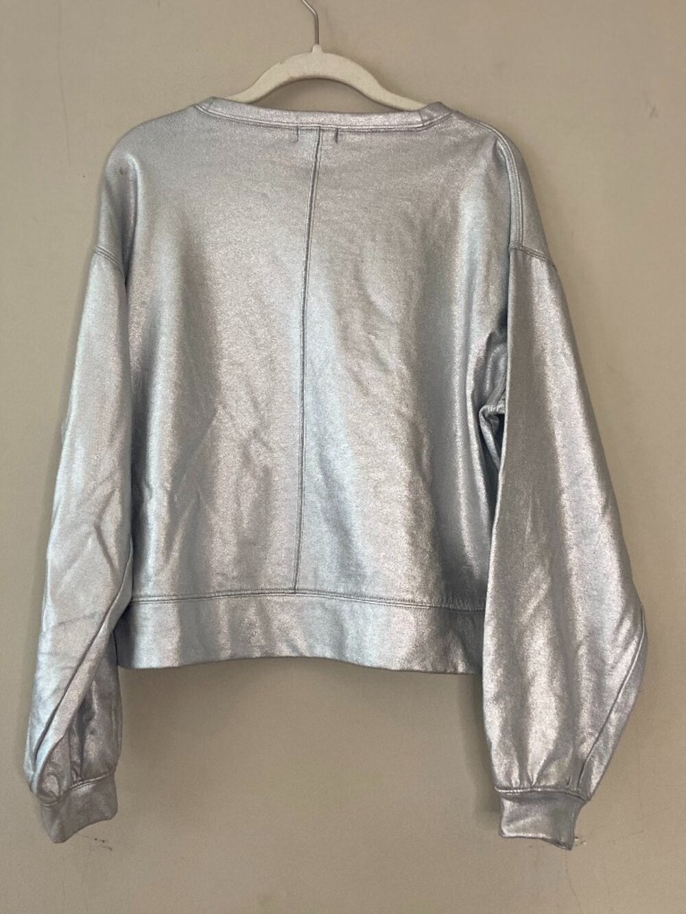 Pilcro Anthropologie Silver Metallic Sweatshirt XS - Picture 4 of 5